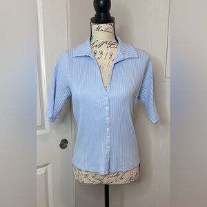 Old Navy Baby Blue Ribbed Button-Down Shirt